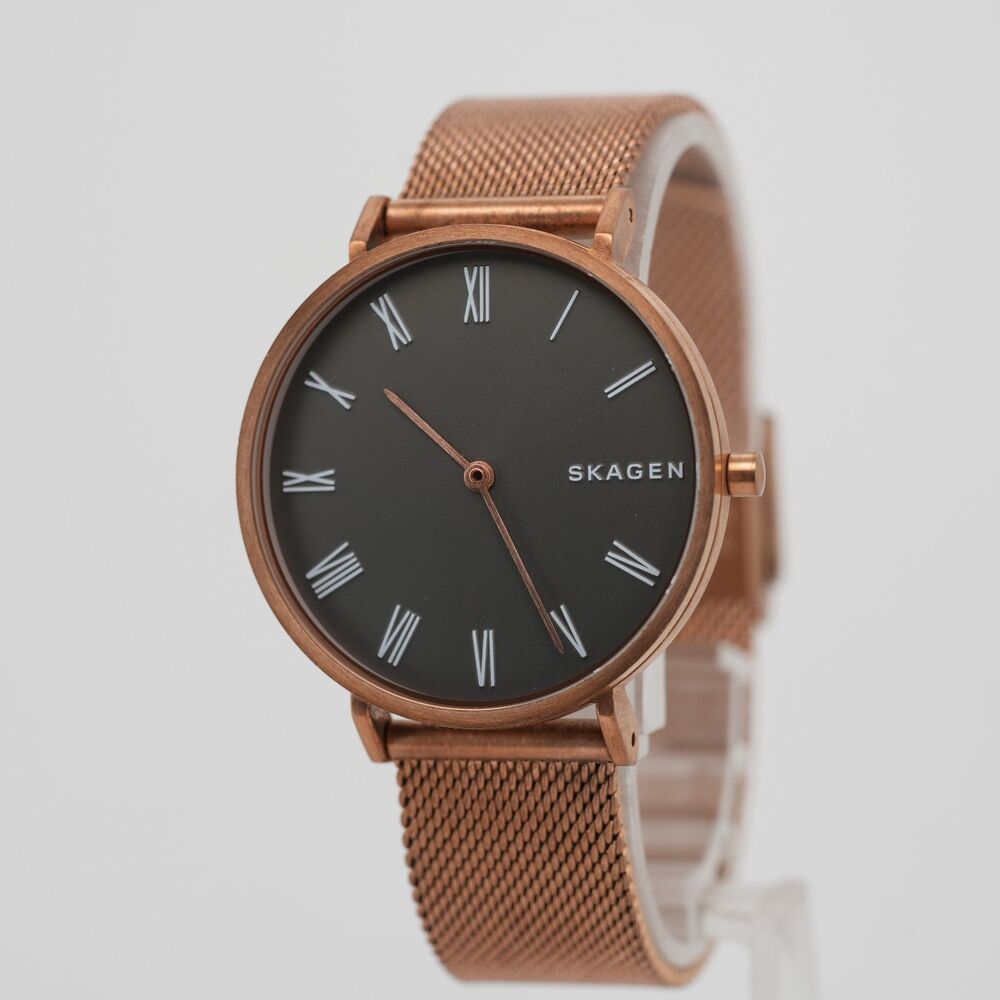 Skagen Hald SKW2675 34mm Rose Gold Mesh Watch Grey Dial Running New Battery